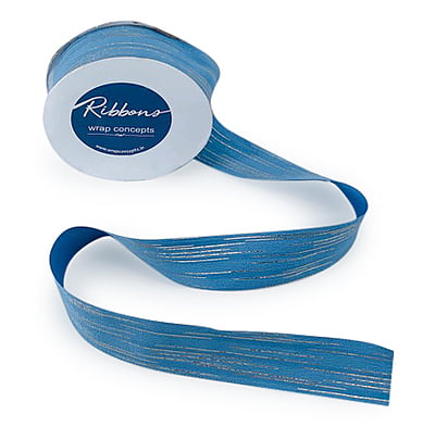 Cornflower Blue Ribbon with Gold Pattern