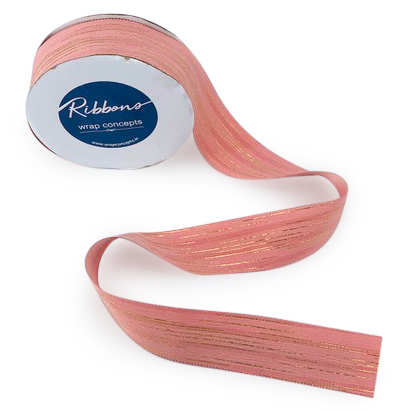 Blush Pink Ribbon with Gold Pattern