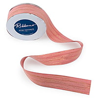 Blush Pink Ribbon with Gold Pattern