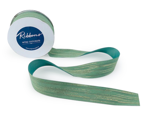 Sea Foam Ribbon with Gold Pattern