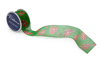 Emerald Flower Print Ribbon Emerald Flower Print Ribbon