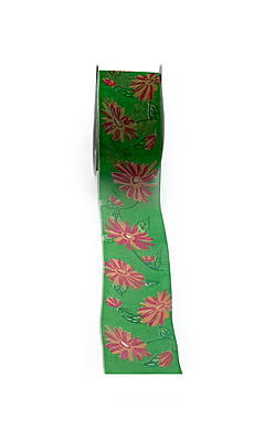 Emerald Flower Print Ribbon Emerald Flower Print Ribbon