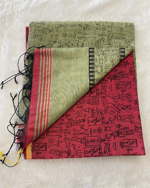 Veeksha - The Cotton Saree with Madhubani Art SWS111