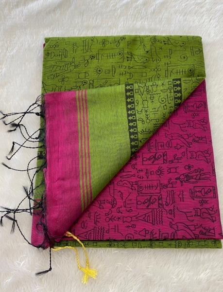 Veeksha - The Cotton Saree with Madhubani Art SWS110
