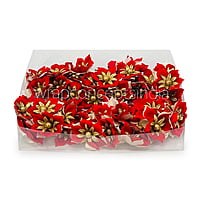 Flower with gold glitter petals on stick - Red