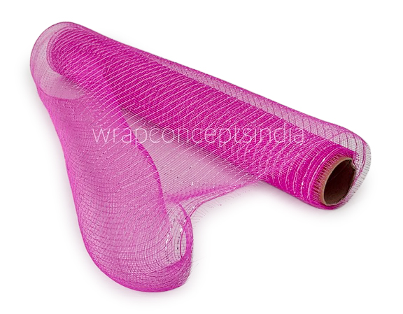Net with Thin Silver Stripes - Fuchsia Pink