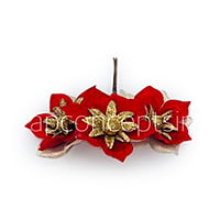 Flower with gold glitter petals on stick - Red