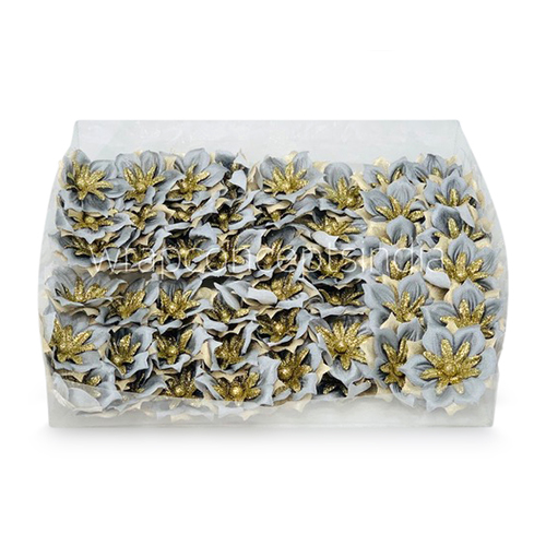 Flower with gold glitter petals on stick - Grey