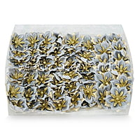 Flower with gold glitter petals on stick - Grey