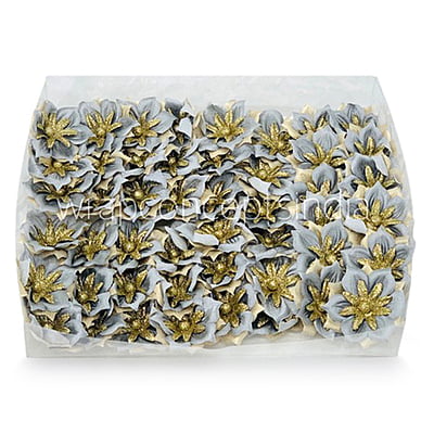 Flower with gold glitter petals on stick - Grey