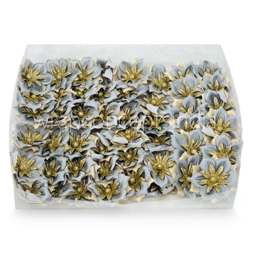 Flower with gold glitter petals on stick - Grey