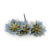 Flower with gold glitter petals on stick - Grey