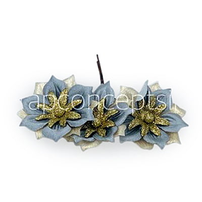 Flower with gold glitter petals on stick - Grey