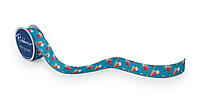 Floral Printed Ribbon-Turquoise Blue