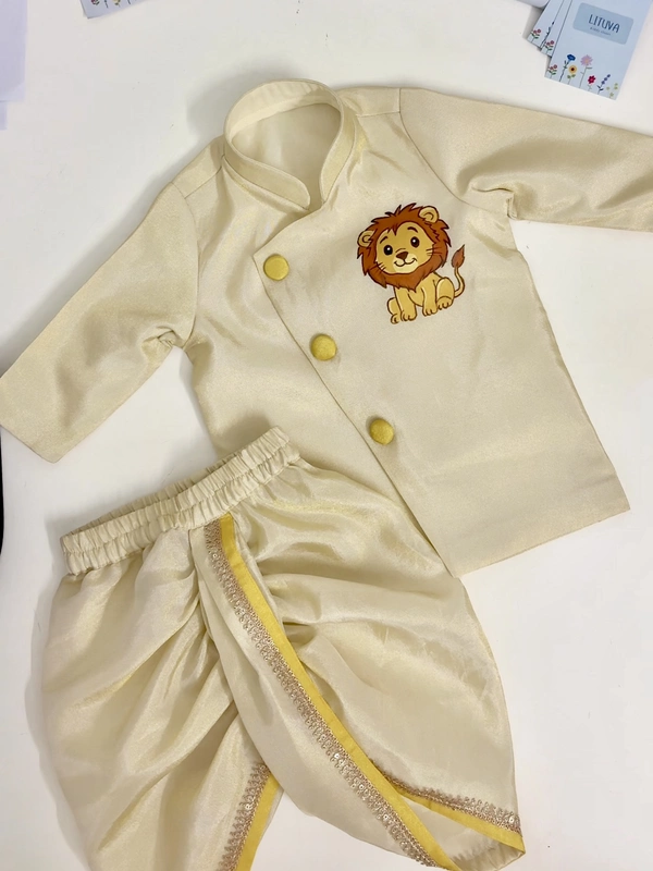 Simba Handpainted Tissue Silk Dhoti Set