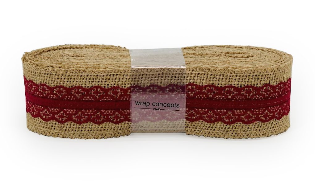 Burlap Ribbon with Colored Lace