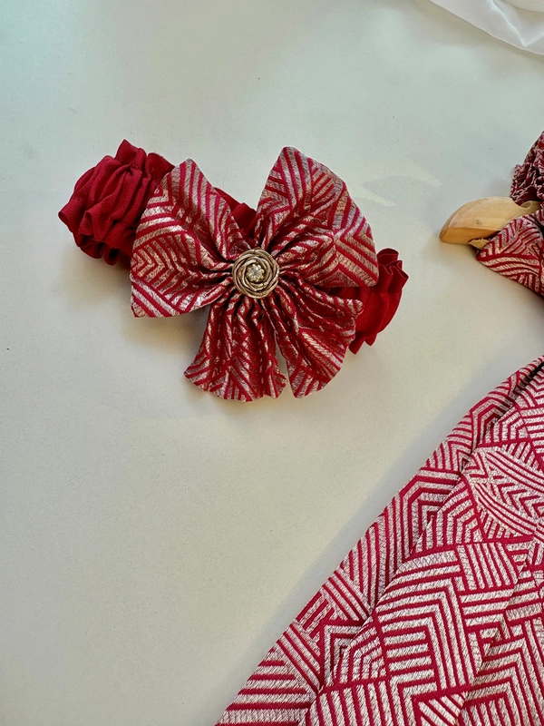 Ruby Gleam Brocade Silk Set