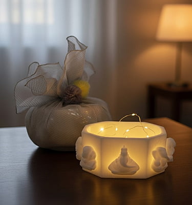 WHITE ASHTAVINAYAK HURRICANE CANDLE
