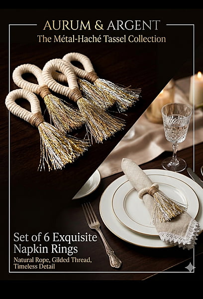 SET OF 6 MACRAME NAPKIN RINGS