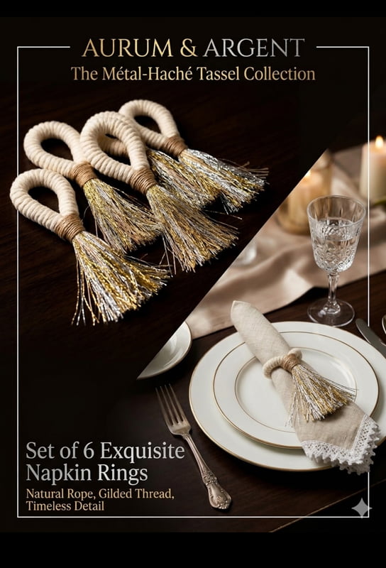 SET OF 6 MACRAME NAPKIN RINGS