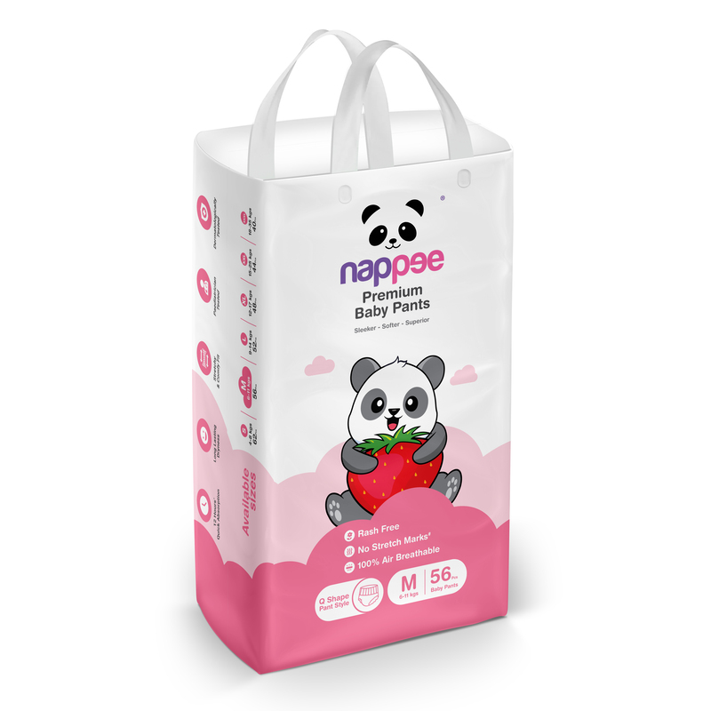 Nappee - Premium Baby Diaper - Medium - 56 Pcs (Pant type /Pull-ups Type) Nappee - Premium Baby Diaper - Medium - 56 Pcs (Pant type /Pull-ups Type)