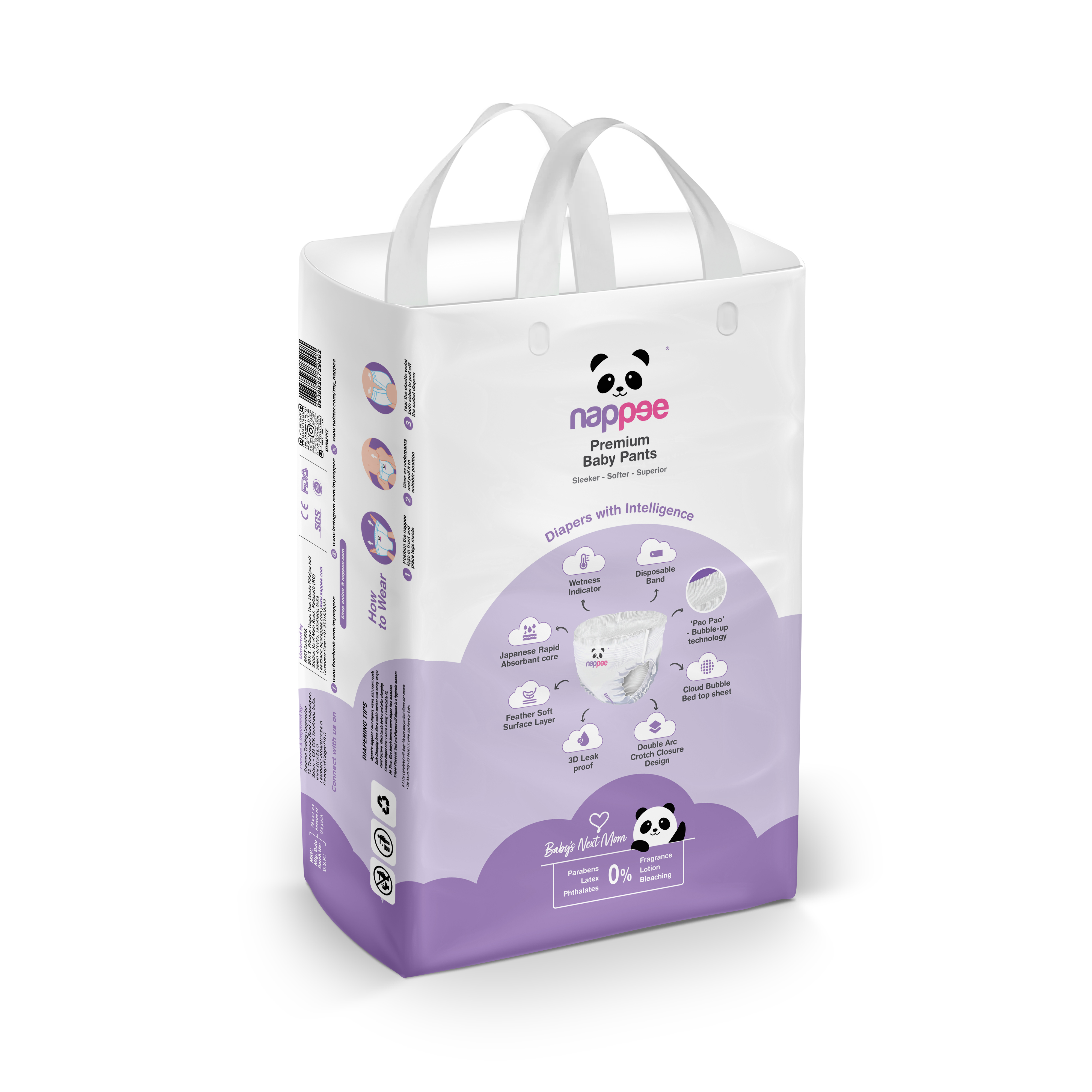 Nappee - Premium Baby Diaper - Small - 62 Pcs (Pant type /Pull-ups Type)