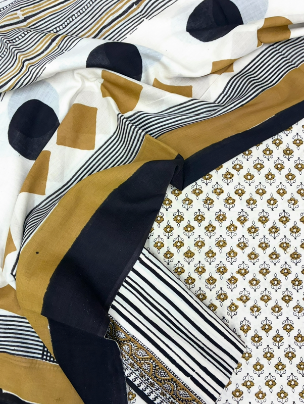 Cotton Bagru Print Suit Set (Mehndi)