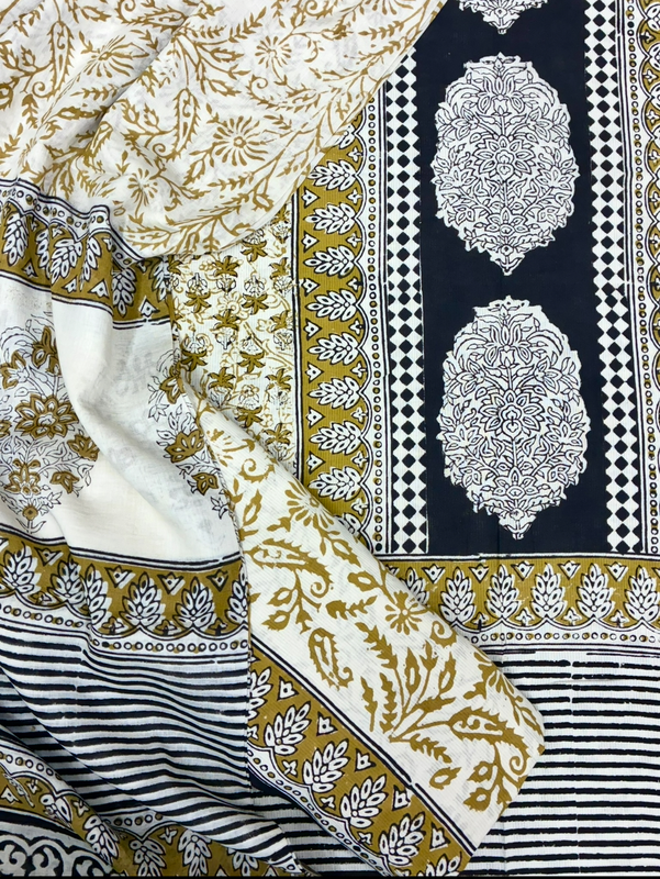Cotton Bagru Print Suit Set (Olive)