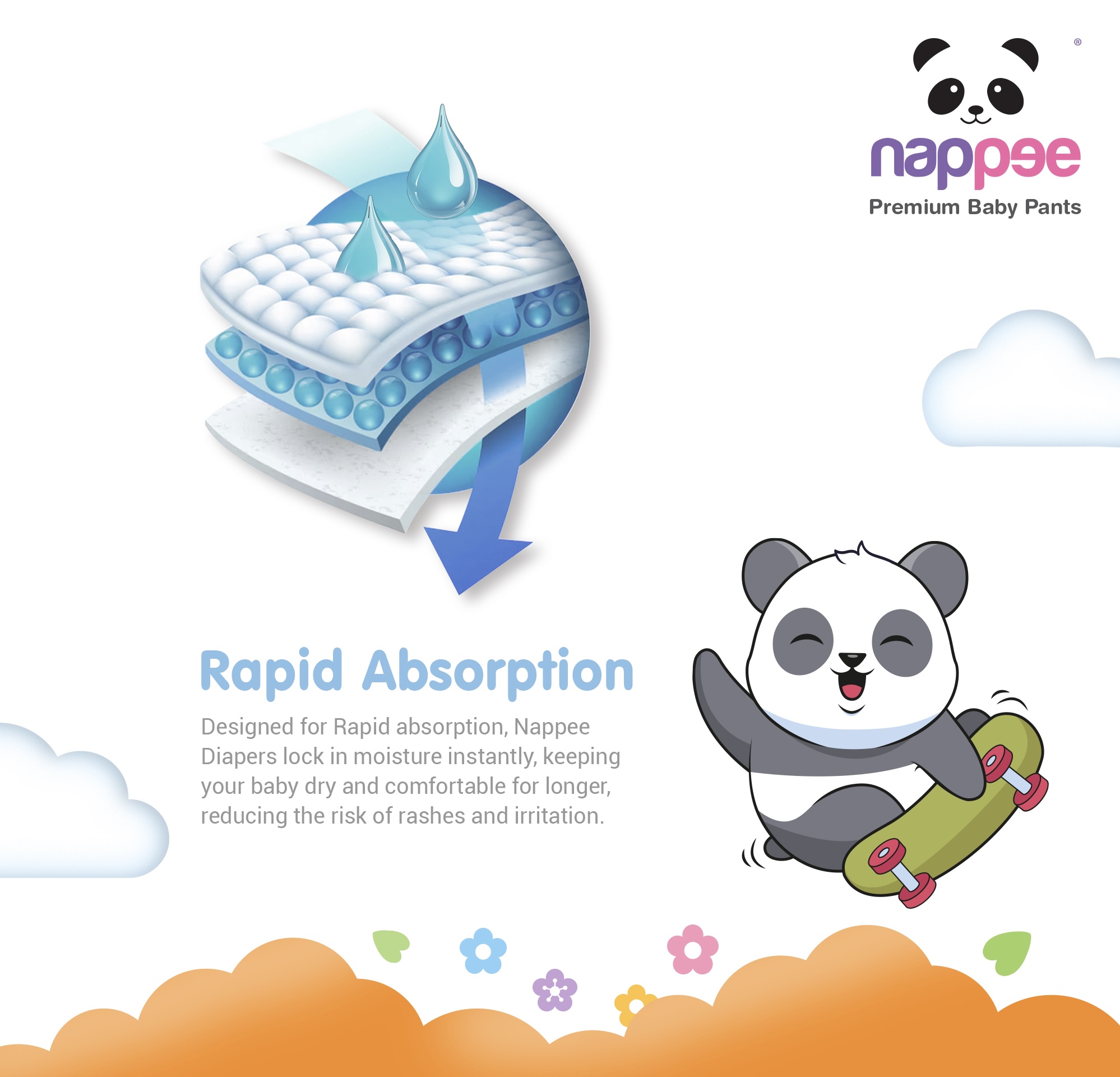 Nappee - Premium Baby Diaper - Small - 62 Pcs (Pant type /Pull-ups Type)