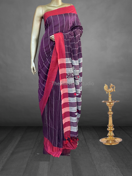 Veeksha – The Linen Cotton Saree (Triangle) SWS103
