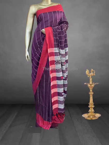 Veeksha – The Linen Cotton Saree (Triangle) SWS103