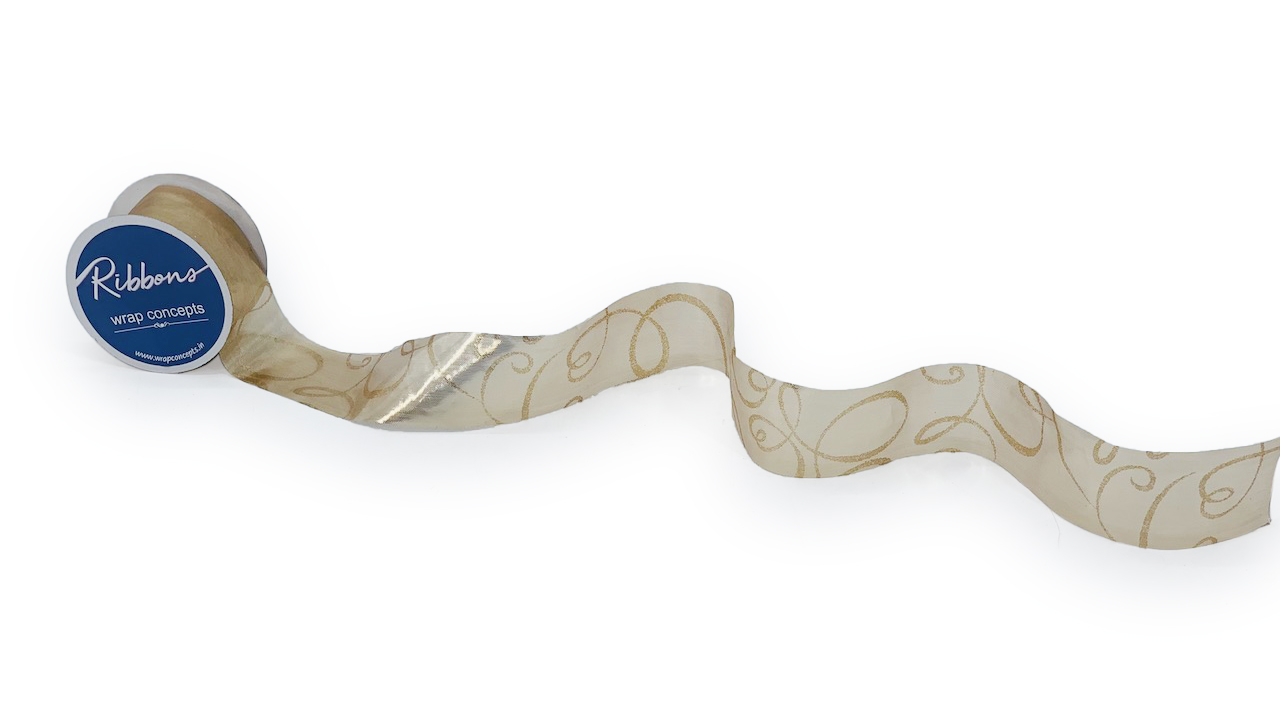 Metallic Gold Ribbon with Glitter Swirley