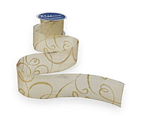 Metallic Gold Ribbon with Glitter Swirley