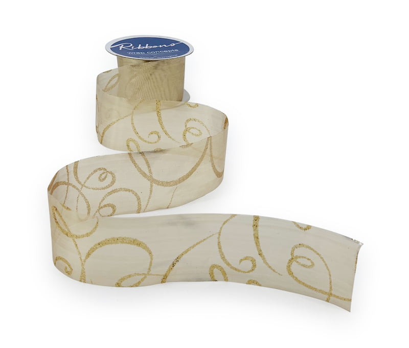 Metallic Gold Ribbon with Glitter Swirley
