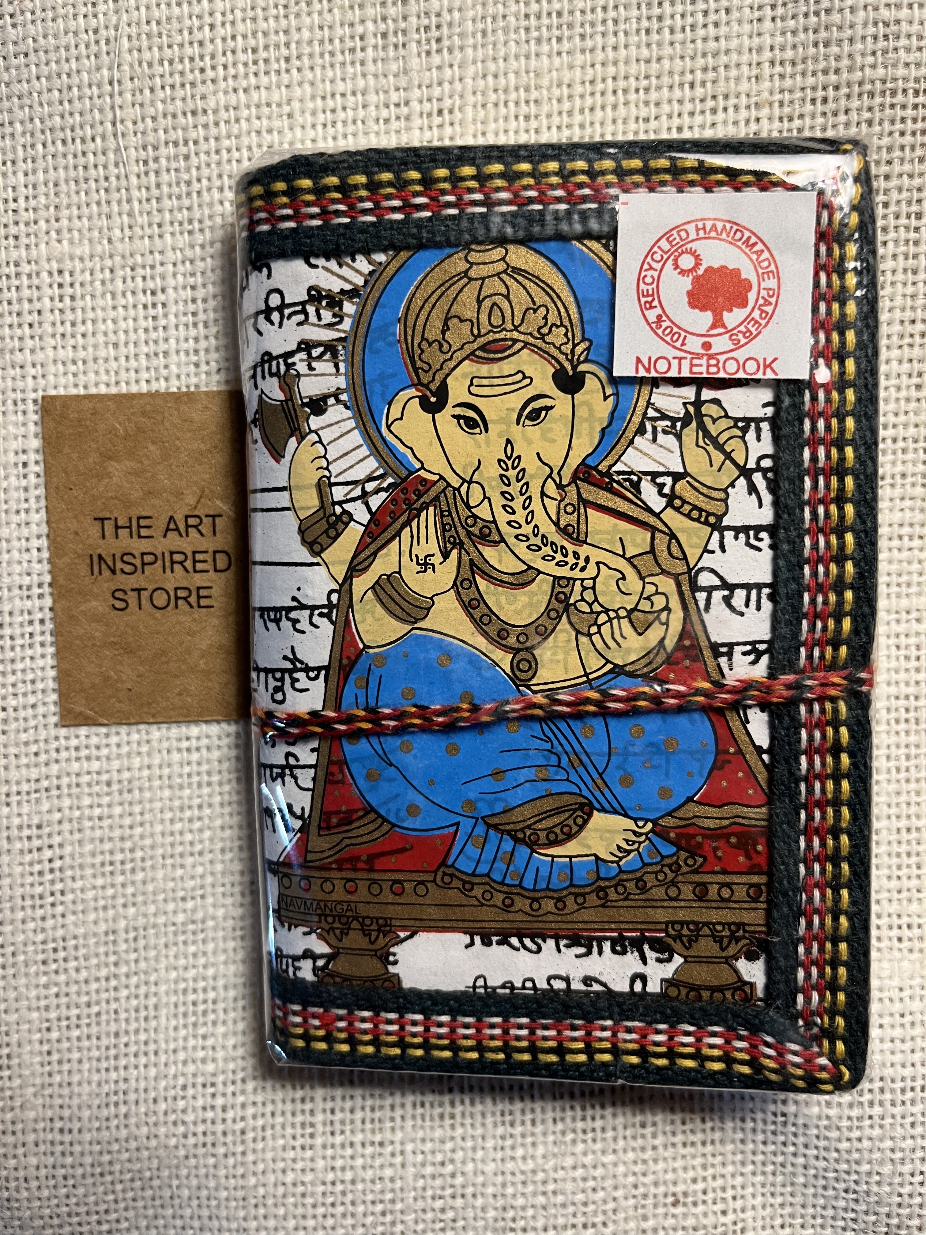 Kaagaz Handcrafted Pocket Notebook | 'Ganesh' Print | White-5