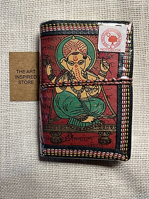 Kaagaz Handcrafted Pocket Notebook | 'Ganesh' Print | Shade of Red