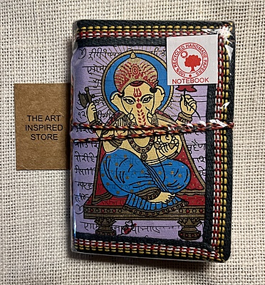 Kaagaz Handcrafted Pocket Notebook | 'Ganesh' Print | A Light Shade of Violet