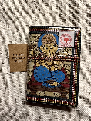 Kaagaz Handcrafted Pocket Notebook | 'Ganesh' Print | Shade of Gold