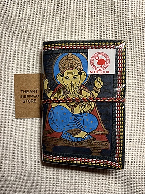 Kaagaz Handcrafted Pocket Notebook | 'Ganesh' Print | Navy Blue