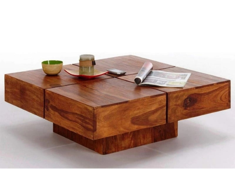 Solid Sheesham Wood Block Coffee Table Solid Sheesham Wood Block Coffee Table
