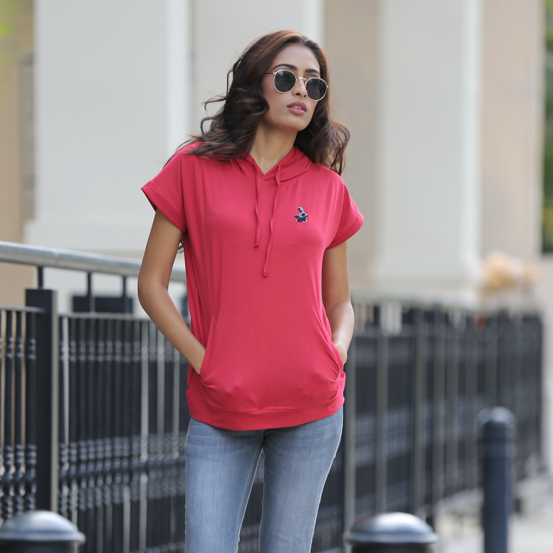 Being Winged - Hooded Top with extended shoulders (Pink)