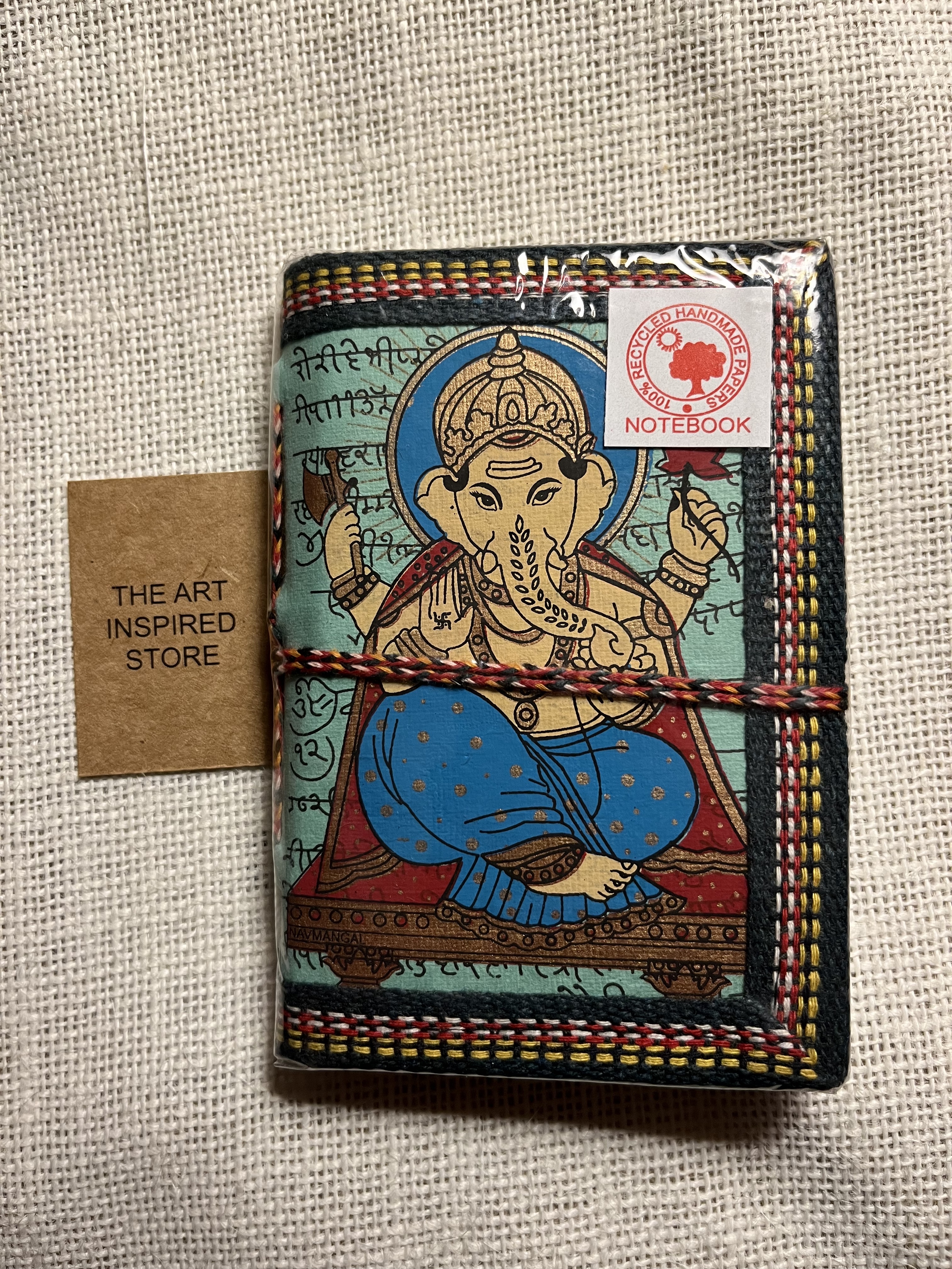 Kaagaz Handcrafted Pocket Notebook | 'Ganesh' Print | A Shade of Green
