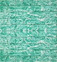 3D Self Adhesive Green & White Brick Wall Stickers White