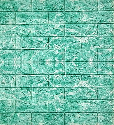 3D Self Adhesive Green & White Brick Wall Stickers White
