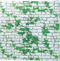 3D Self Adhesive Green Leaves Brick Wall Stickers
