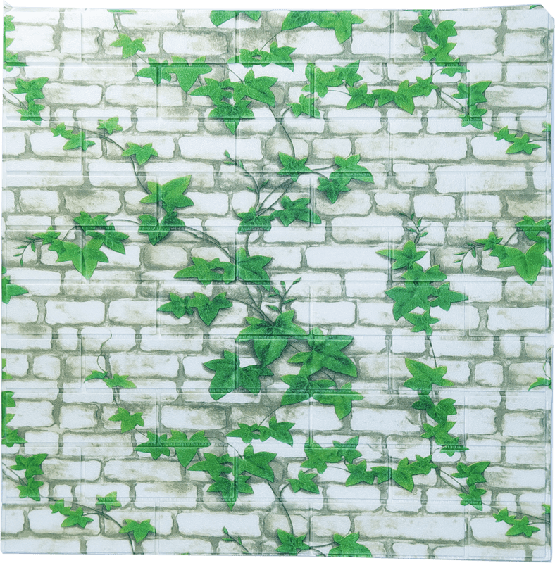 3D Self Adhesive Green Leaves Brick Wall Stickers