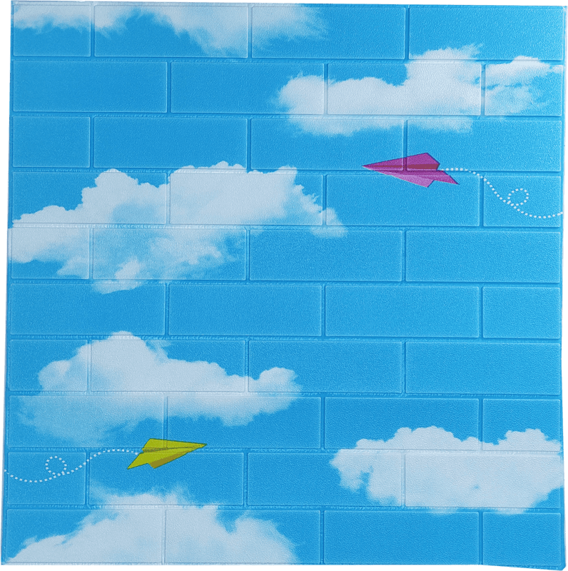 3D Self Adhesive Cloudy Sky Brick Wall Stickers