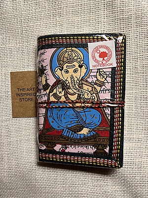 Kaagaz Handcrafted Pocket Notebook | 'Ganesh' Print | Light Pink