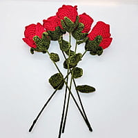 Crochet Red Rose (Bunch of 6)