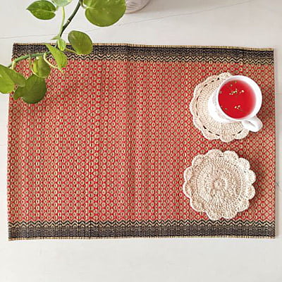 Madur Red Honey Comb Table Mat (Set of 6)